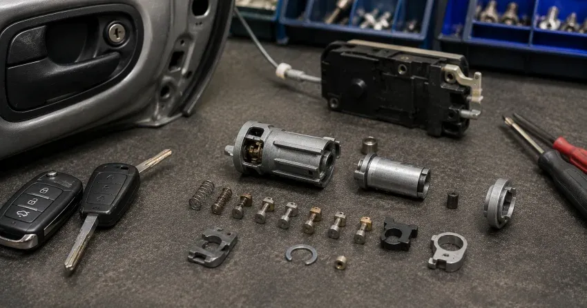 technician testing a car key fob during Car Lock Repair Hillsburgh, Erin