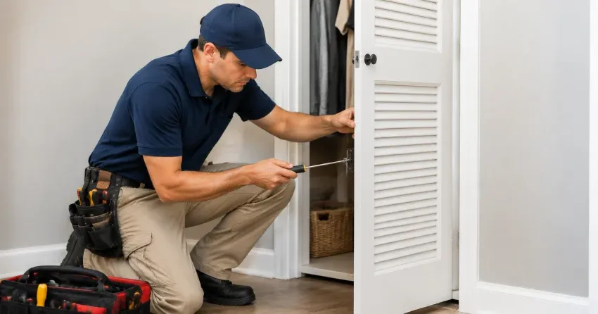 technician repairing doorbell button and wiring in Cedar Valley, Erin