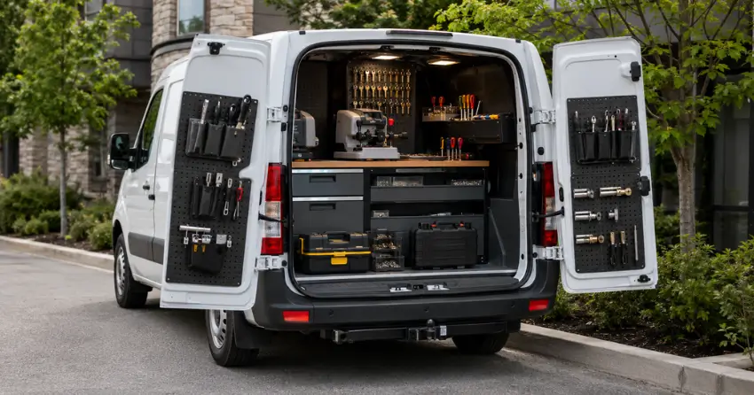 mobile locksmith service vehicle equipped with tools in Erin