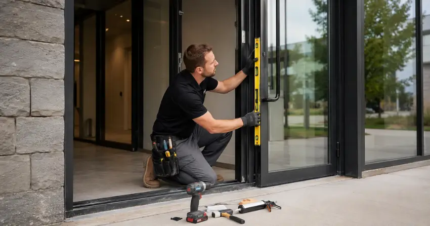 commercial glass door frame installation Crewson