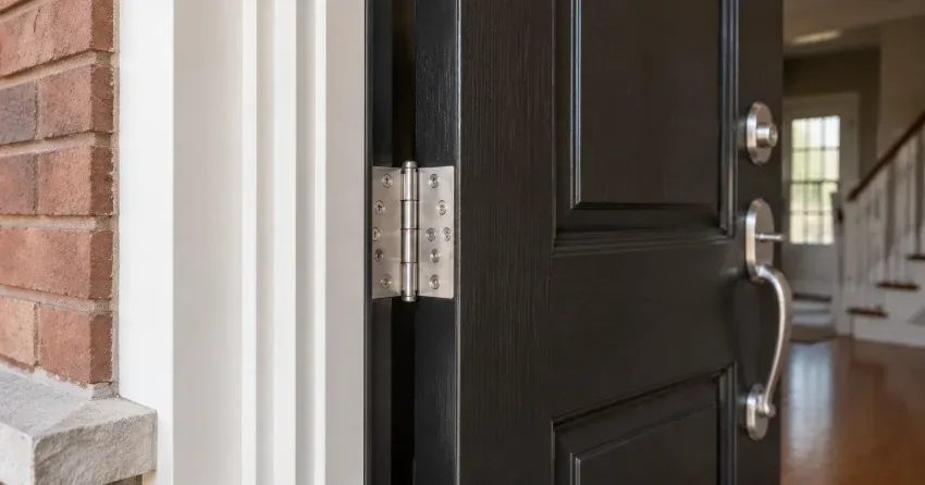 technician repairing a front door lock and frame in Ospringe, Erin