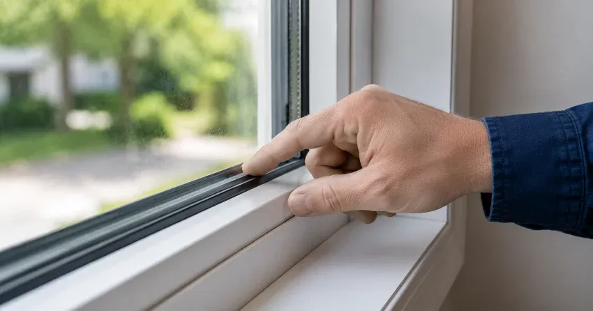 technician inspecting window glass seal in Hillsburgh, Erin