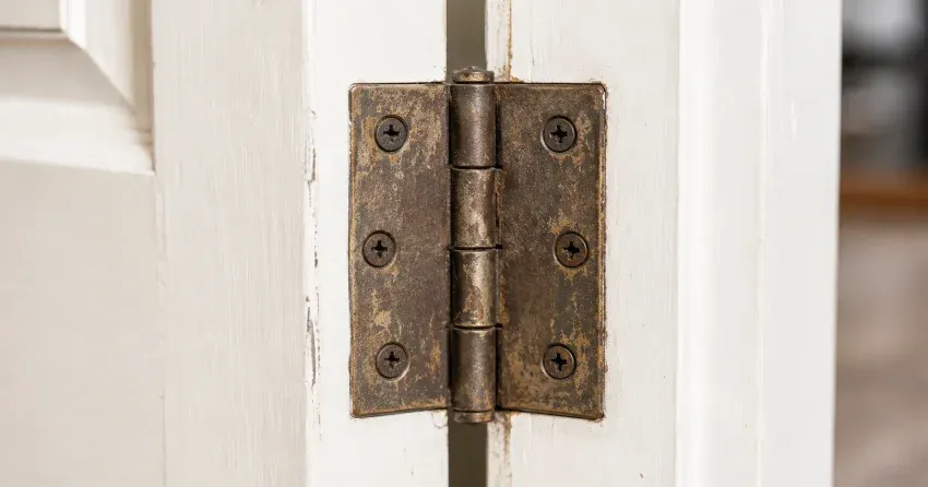 technician adjusting a sagging door hinge in Crewson